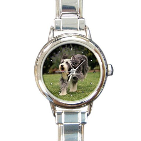 Bearded Collie Round Italian Charm Watch