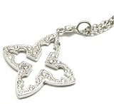 Clover Shape Pendant Necklace, Pave Set with Diamond, 18k White Gold, Chain 18 Long (T.w .20)