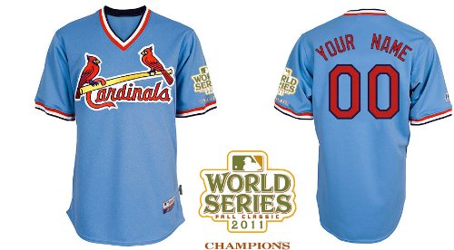 Personalized St. Louis Cardinals Authentic MLB Jerseys ANY NAME/NO# BLUE Cool Base Jersey w/2011 World Series Champions Patch (50/L)
