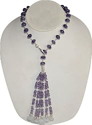Y Necklace Sterling Silver Multi Gemstone Beads Jewelry 15.5 inches