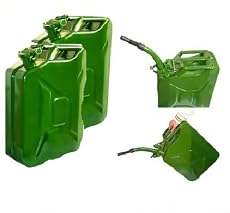 2 X 20L FUEL PETROL METAL JERRY CAN + STEEL FLEXIBLE SPOUT