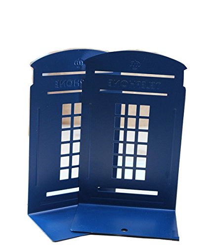 New Arrival A Pair of Retro British Style Telephone Booth Bookend Bookends (Blue) B002