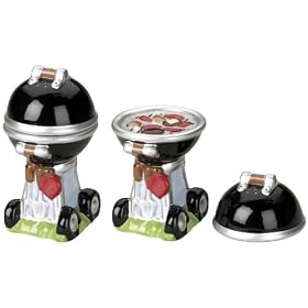 Barbecue Grill and Hamburger BBQ Salt and Pepper Shaker S P by Boston Warehouse