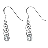 Sterling Silver Blue Topaz Celtic Design Earrings