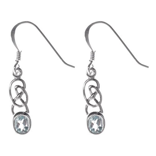 Sterling Silver Blue Topaz Celtic Design Earrings
