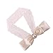 DZT1968® Baby Girl Wide Lace Turban Headband Head Wrap Hair Band With Pearl Bowknot (Beige)