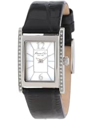 Kenneth Cole New York Womens KC2749 Classic Silver Tank Case Stones on Bezel Watch