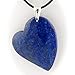Blue Lapis Heart Gemstone Pendant 22, 24 Inch Rubber Cord Necklace Sterling Silver Bail