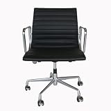 Baxton Furniture Studios Elmo Aluminum and Leather Office Chair, Black