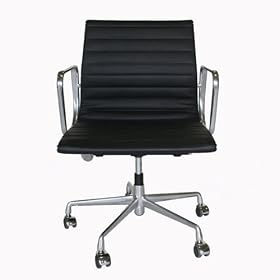 Elmo Aluminum and Leather Office Chair, Black