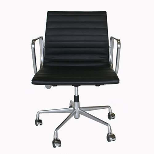 Baxton Furniture Studios Elmo Aluminum and Leather Office Chair, Black