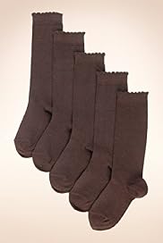 5 Pairs of Cotton Rich Picot Trim Knee High School Socks