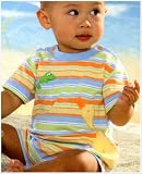 Le Top Hops n' Quacks Duck & Froggies Striped Romper