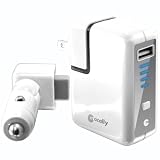 Macally PowerGo 3 in 1 USB Back Up Battery, Car Charger and AC Charger (White)