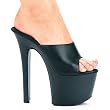 7 Inch Women's Sexy Black Leather Shoes High Heel Shoes High Platform Slide Mule