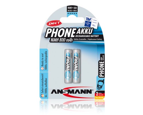 Ansmann 5035332 Micro AAA 800mAh NiMH Akku 2er Set f&uuml;r DECT Schnurlostelefone Preisvergleich