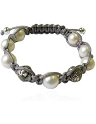 Handmade Diamond Pave Beads Macrame Bracelet Silver Jewelry