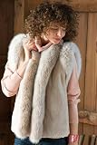 Women's Sheared Beaver Vest with Fox Tuxedo