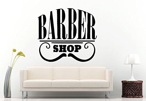 Barber Shop Hair Salon Hair Cutters Mustage Logo Sign Emblem Window Wall Decal Vinyl Sticker Mural Room Decor