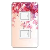スイッチプレート カバー ロマンティック フローラルピンク 2つ穴
