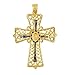 14K Yellow Gold & Black Rhodium Filigree Cross title=