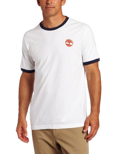 Timberland Mens Short Sleeve Graphic Ringer Tee, White, Large