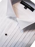 100% Cotton Wing Collar Tuxedo Shirt 1/2" Pleat From Perry Ellis