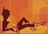 70er retro lounge Design Poster - Plakat - Kunstdruck - 50 x