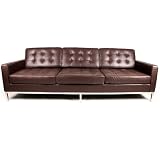 Florence Knoll Style Sofa 3 Seat, Choco Brown Aniline Leather