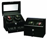 Black Wood Finish 4 Watch Winder With 4 Additional Watch