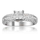 14k White Gold Princess-cut & Round Composite Diamond Ring (7/8 cttw, H-I, I2)