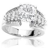 14k White Gold Princess Cut Wedding Ring Only with a 0.51 Carat Heart Cut / Shape F Color SI2 Clarity Independently Appraised Center Stone and 0.75 Carats of Side Diamonds (1.26 Cttw)