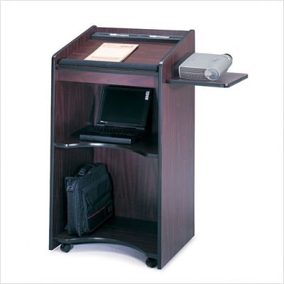 Executive Mobile Lectern with Pullout Side Shelf