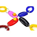 Big Button Pet Dog Cat Training Clickers, click with wrist bands - 4 Pack, by Downtown Pet Supply