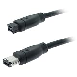 Black IEEE 1394b Firewire 800 9 Pin - 6 Pin Cable Male / Male - 6 FT