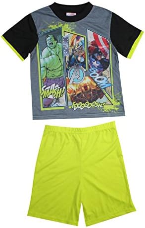 2 PCS SET Avengers Assemble (Iron Man, Hulk) Boys Pajama Top & Shorts 6 Multicolor