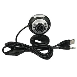 Round Webcam with Microphone and LED light for Night Vision