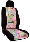 CUSTOM Chevy Traverse Seat Covers - THIRD ROW FULL SET: 60/40 Split Back and Bottom w/ headrests (2009-2009) - Neo-Sport Tapa Cloth Pink - Made in the USA