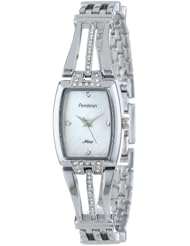 Armitron Womens 75/5131MPSV Swarovski Crystal Accented Cushion Shaped Silver-Tone Bangle Watch