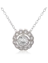 .925 Sterling Silver Cubic-Zirconia Chain Pendant Necklace, 18"