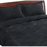 Micro Suede Black Full/Queen Duvet Cover Set