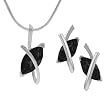Sterling Silver Black Marquise Cut CZ Necklace and Earring Set