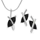 Tressa Sterling Silver Black Marquise Cut CZ Necklace and Earring Set