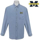 NCAA Michigan Wolverines Antigua Denim Long Sleeve Button Down Shirt