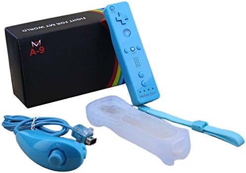TuoFang 2in1 Built in Motion Plus Remote and Nunchuck Controller for Wii (Blue)