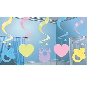 Baby Shower Hanging Swirl Decorations (5 count)