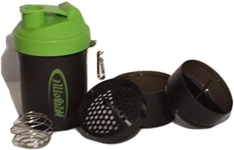 WizeBottle Shaker Bottle Blends Whey Protein Best Water Blender Bottle Stainless Steel Whisk Ball Non Toxic BPA Free Lead Free Mixer Cup Twist Lock Compartments Leak Proof Sealed Cap Screen Smoothies Nutritional Supplement Storage Athletic Health