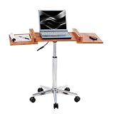 Produkt-Bild: SixBros. Laptoptisch Teak/Verchromt - LT-006/56 - MDF Teakfarben - Gestell Metall Verchromt