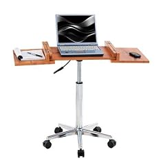 SixBros. Laptoptisch Teak/Verchromt - LT-006/56 - MDF Teakfarben - Gestell Metall Verchromt