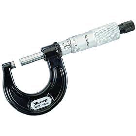 Starrett 436.2MXRL-25 Outside Micrometer, Ratchet-Stop Thimble And Lock Nut, 0.01mm Graduation, 0 - 25mm Range